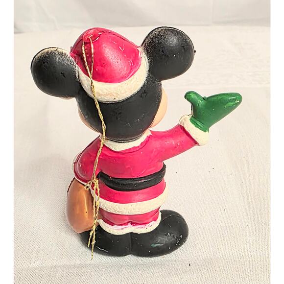 Vtg. The Walt Disney Co. Mickey Mouse Santa Plastic Blow Mold Ornament 4" Tall - Picture 2 of 4